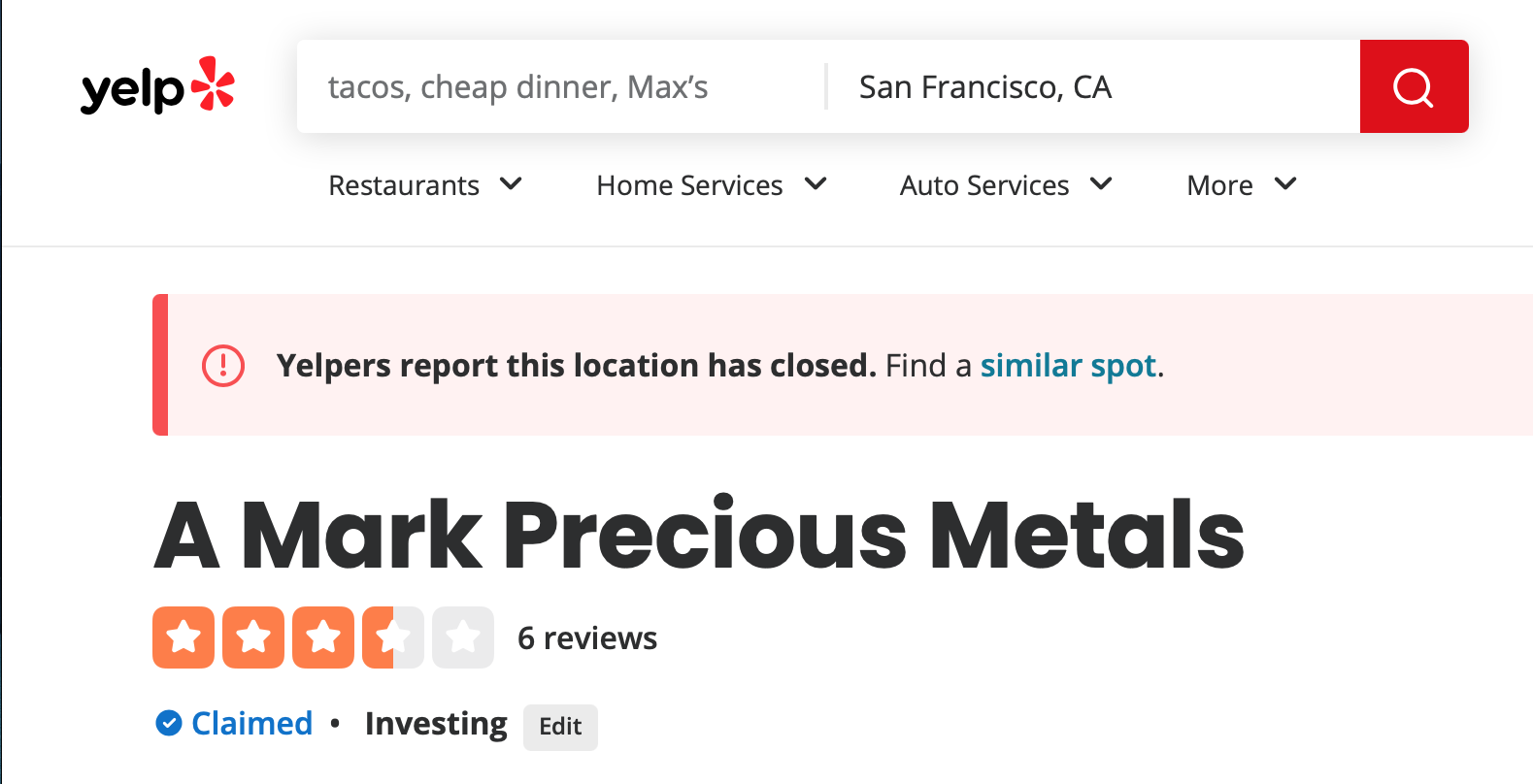 A-Mark Precious Metals Yelp Rating August 2022 A-Mark Precious Metals Yelp Rating August 2022