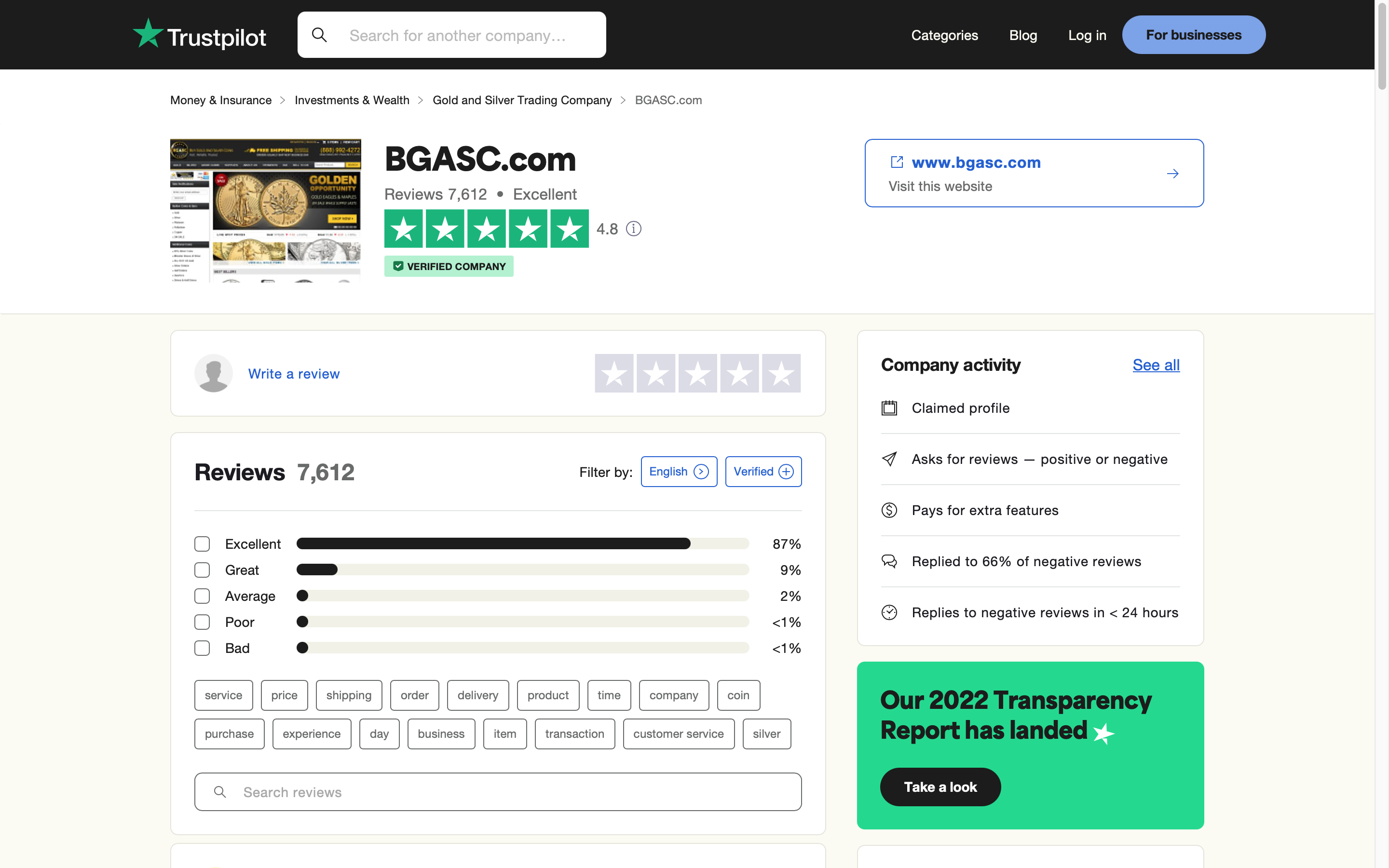 BGASC Trustpilot Rating - Updated September 2022