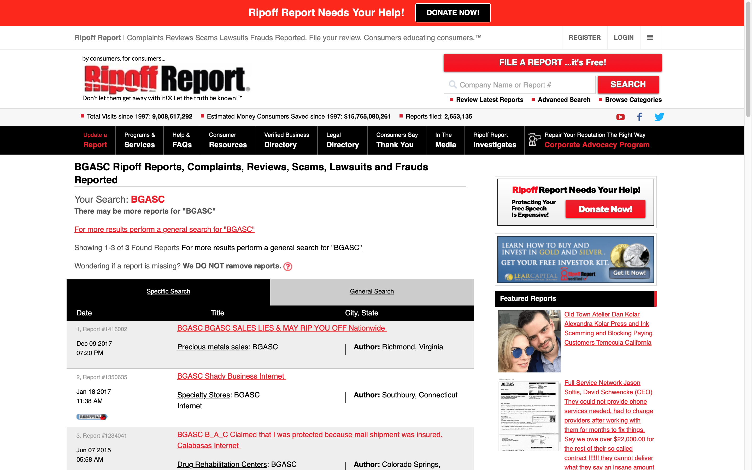 BGASC Ripoff Reports