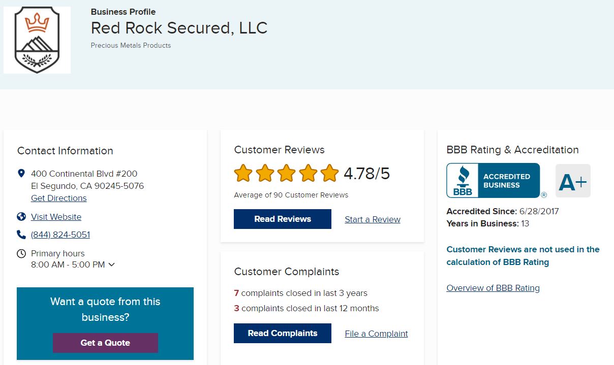 What is Red Rock Secured BBB Rating 2023 What is Red Rock Secured BBB Rating 2023