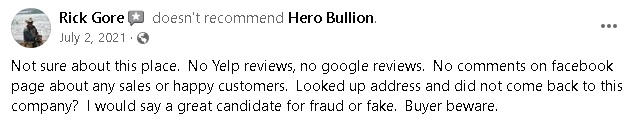 Complaint 1 Hero Bullion Review