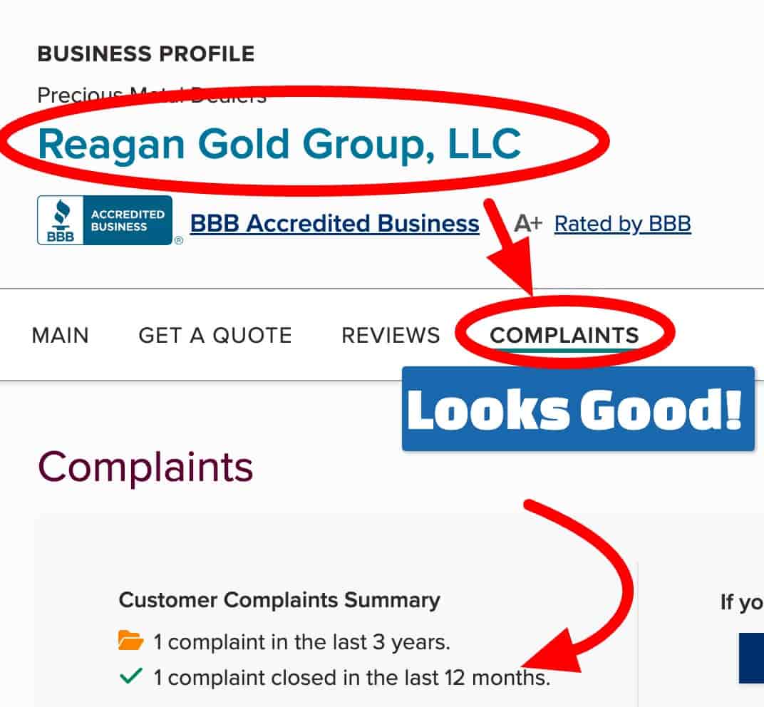 Reagan gold group bbb reviews